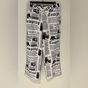 Newspaper Print Pants SHEIN Size Large Black & White